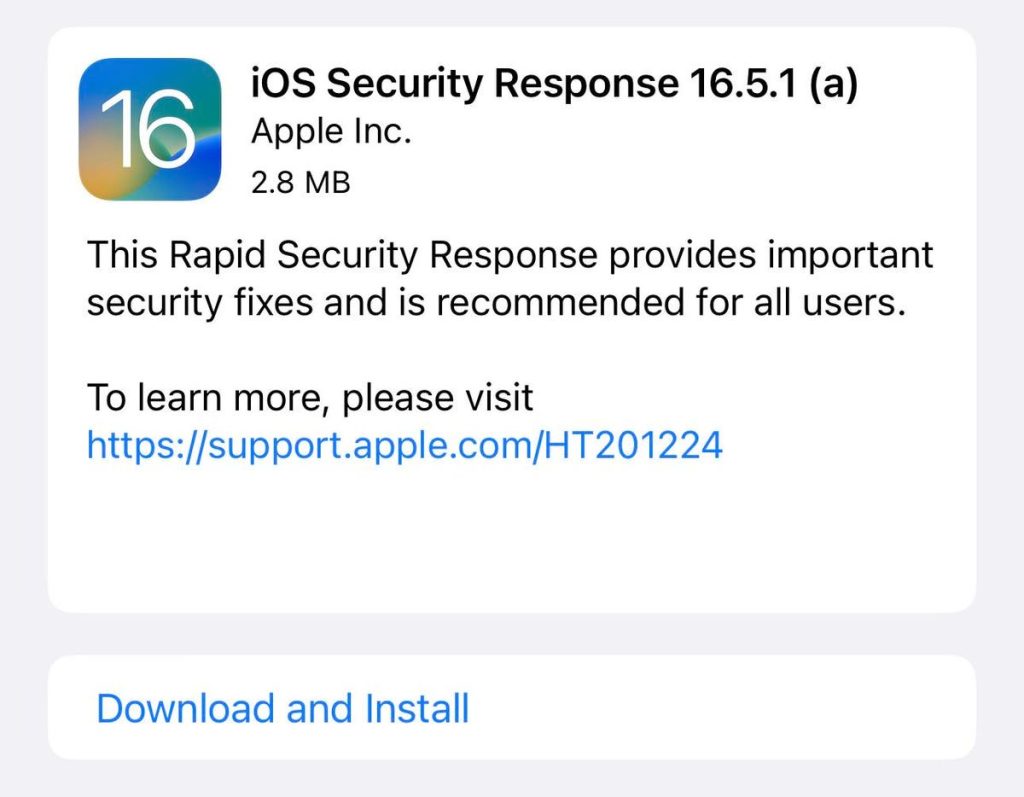 Apple Suddenly Releases Urgent iPhone Rapid Security Response Update